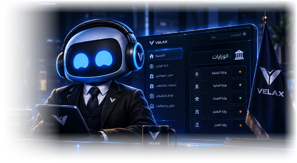 VELAX Ministry Robot Mascot & Management Dashboard